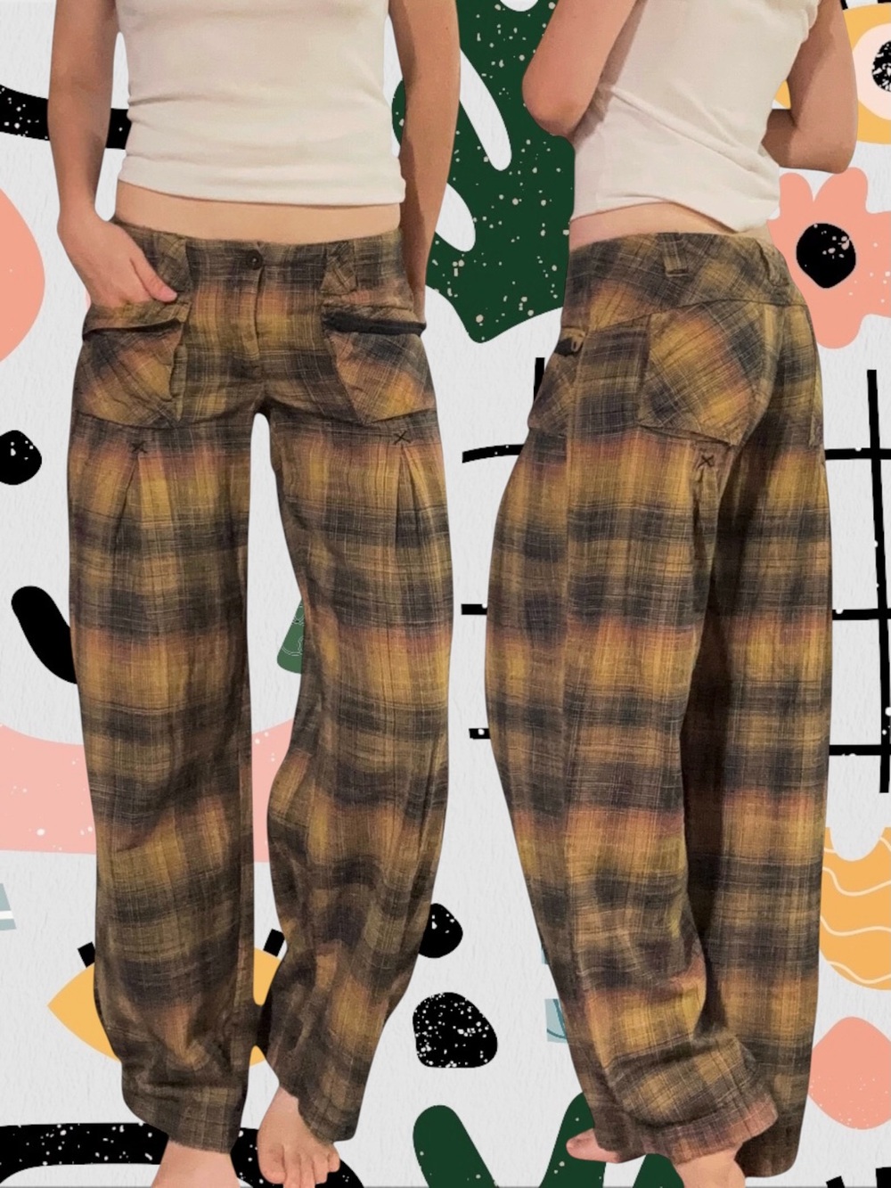Free People | Low Rise Plaid Pants